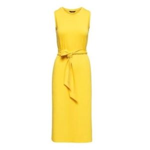 Banana Republic Yellow Ponte Side Slit Midi Dress